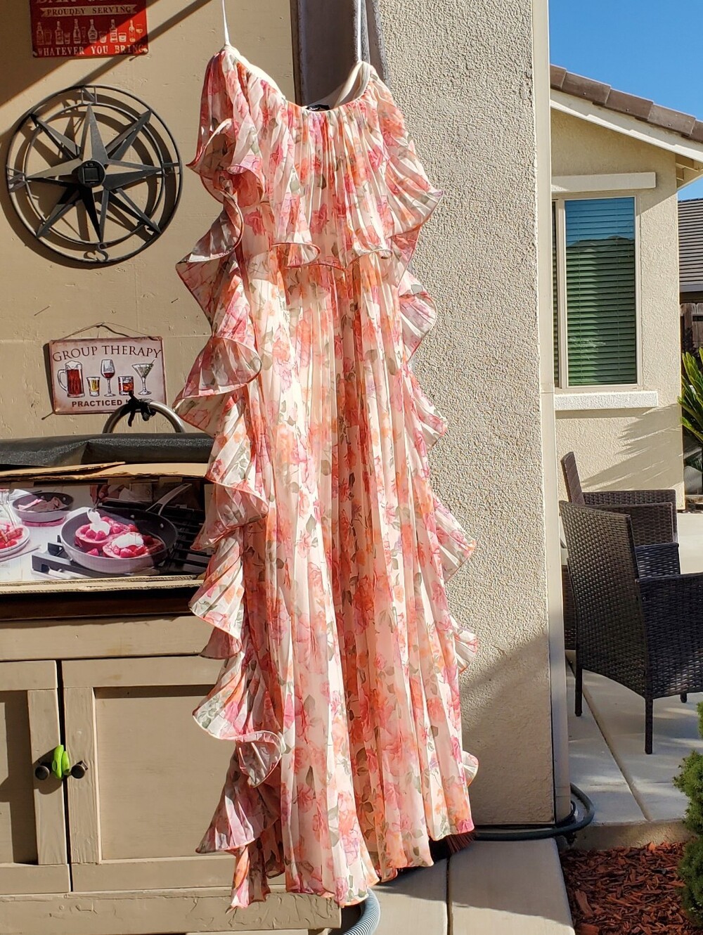 Lulu's Andri Light Yellow Floral Pleated Ruffled Maxi Dress - Picture 3 of 4